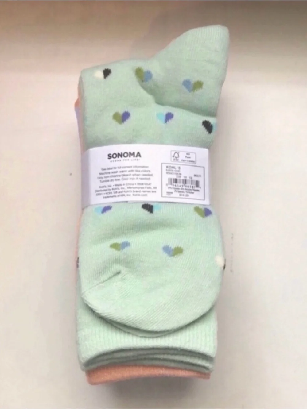 New Sonoma Socks Women's 5 Pair Choose Love Pastel Pattern Casual Active Crew